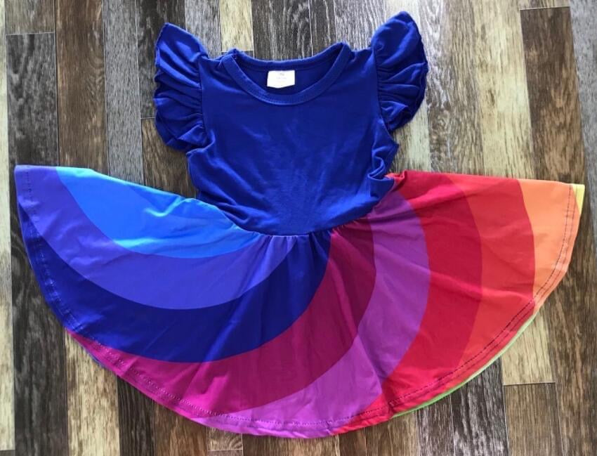 Bold Rainbow Twirl Dress